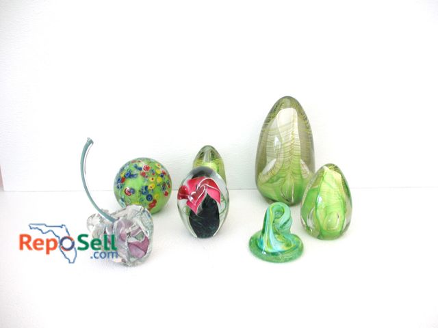 Lot 31-1458 - (7) Hand Blown Glass Paperweights, Tallest Is 9" , David Blugger