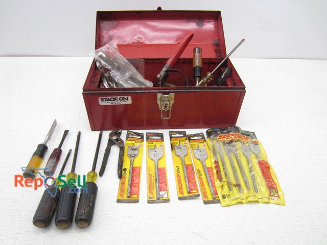 Lot 31-6432 - Stack-On Toolbox With Assorted Hand Tools - Some NOS