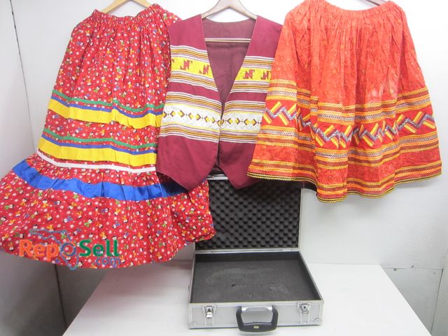 Lot 31-2293 - Handmade Women's Clothing; (2) Skirts, &amp; Vest + Metal Case
