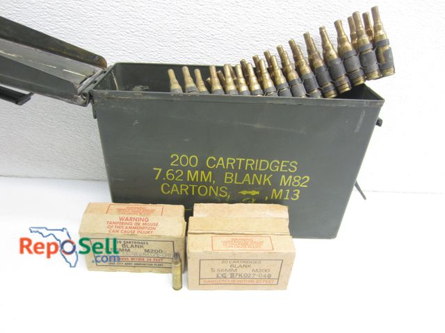 Lot 31-8508 - (200) rds7.62mm Blank M82 With Metal Ammo Can And (100) Blank Cartridges M200