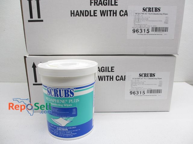 Lot 31-9107 - (12) 2 lb 5 oz Containers Disinfecting Scrubs Wipes - 2 Cases - #96315