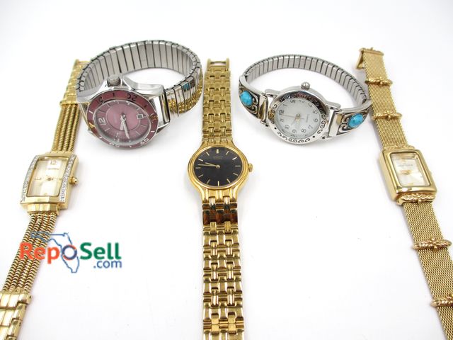 Lot 31-3037 - (5) Ladies Dress Watches with New Batteries: Fossil. Elgin, Seiko, Anne Klein, Accu-Time