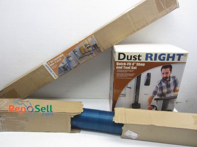 Lot 31-1277 - (2) 4" Diameter Expandable Hoses 4'-28' And Quick-Fit 4" Shop And Tool Set