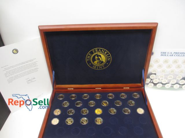 Lot 31-6036 - Franklin Mint Presidential Coin Collection (24 coins) in Wood Storage Box