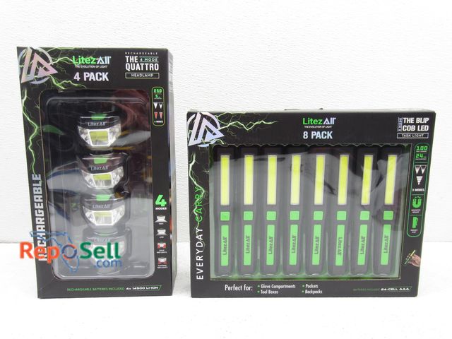 Lot 31-1335 - (12) New Flashlights: 4 Headlamps and 8 Cob LED Task Light