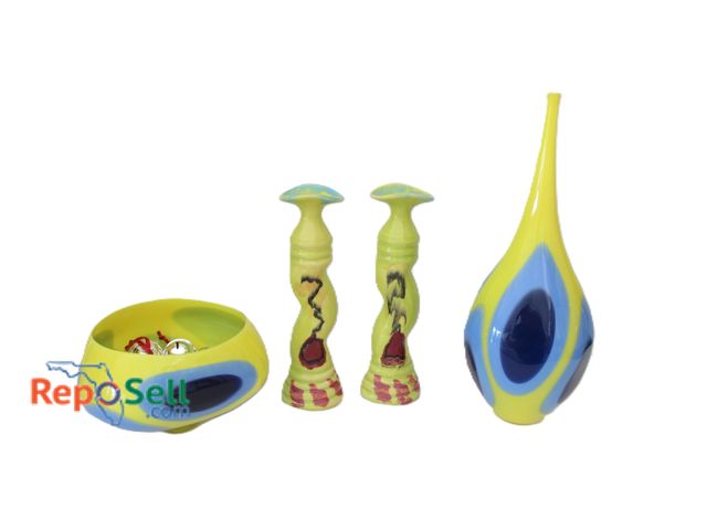 Lot 31-1132 - (2) Ceramic Pieces Signed By Lasser And (2) Blown Glass Pieces - Tallest Is 19", No COA