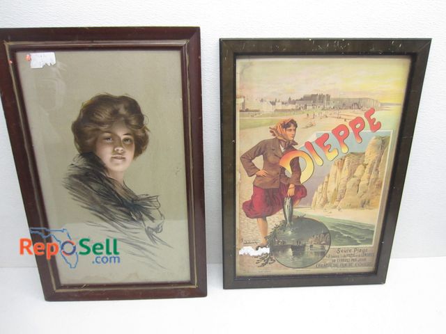 Lot 31-1148 - Two Framed Art: Advertisement Poster and Portrait signed by Boileau 1903