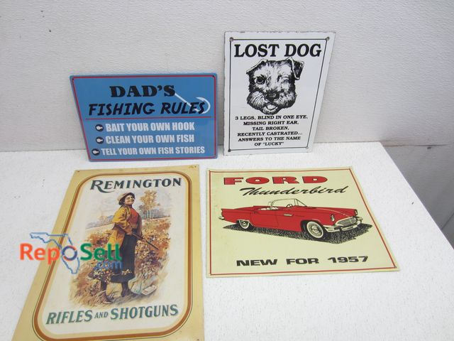 Lot 31-6126 - (4) Metal Signs; (1) is Porcelain