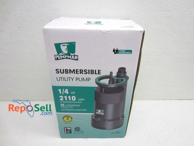Lot 31-5399 - Pumpman Submersible Utility Pump, 1/4HP 2110 GPH #UT014001, Appears New