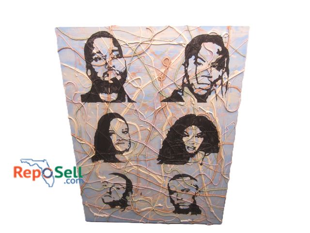 Lot 31-8523 - Painting Signed Original Acrylic On Wood Board With Celebrity/Musicians Portraits By Olivia D. 3'x4'...