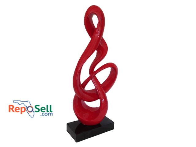 Lot 31-1018 - Red Abstract Polystone Sculpture w/Black Stand, 32"H (#10)
