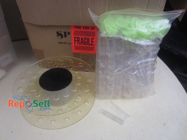 Lot 31-2113 - Box of Plastic Shot Tubes, Lids, Containers, etc.