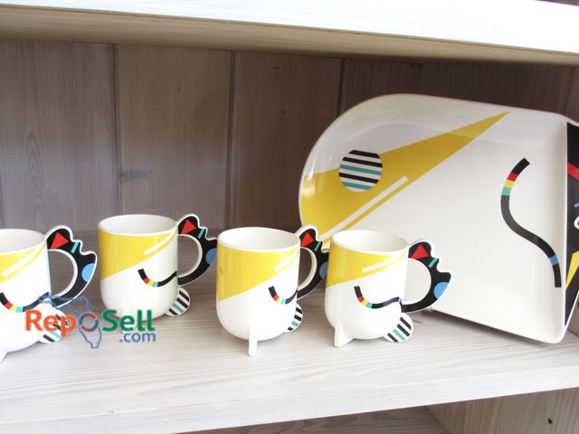 Lot 31-1032 - Vintage Kato Kogei Fujimori Collection - HUMORESQUE, (4) Cups &amp; 1 Plate