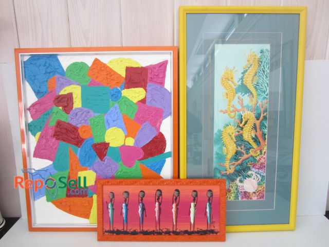 Lot 31-3013 - (3) Framed Art Pieces: Watercolor Seahorses Signed Carol Micklon