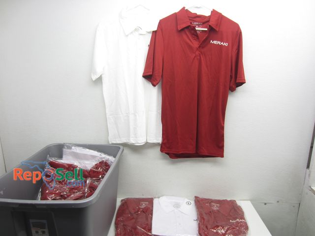 Lot 31-8106 - Tote of Meraki Polos: Maroon &amp; White, Size S-XL