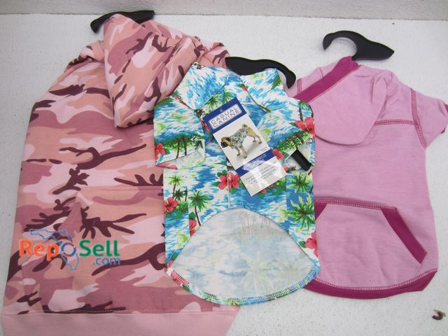 Lot 31-3324 - Large Tote of Dog Outfits: Various Styles &amp; Sizes for Both Male &amp; Female Dogs - Hoodies, Haw...