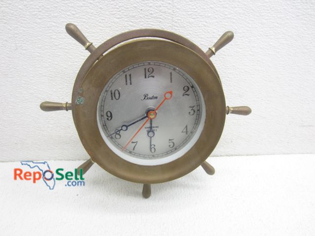 Lot 31-9320 - Boston Shipstrike Quartz Brass Ship Clock - Still Running