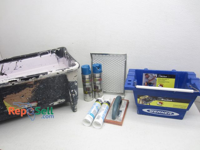 Lot 31-4538 - Painting Accessories: Job Bucket, (2) Caulk Tubes, Roller Pails, etc.