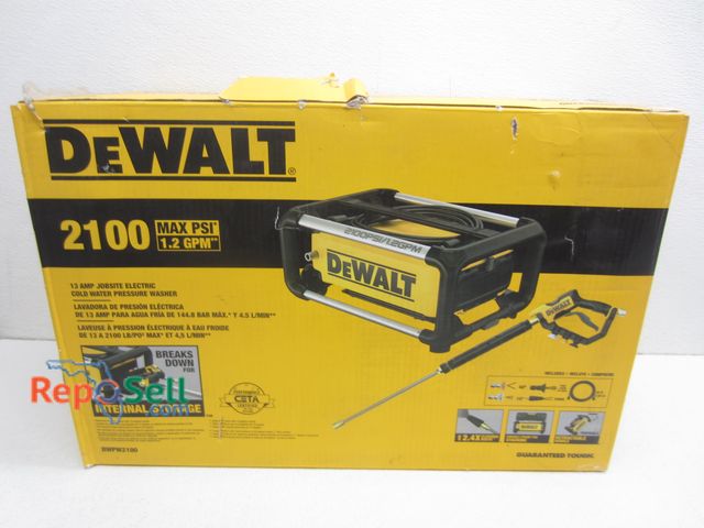 Lot 31-4114 - New Dewalt Portable Corded 2100 PSI, 13 Amp Pressure Washer with Retractable Handle, Tips, Hose, Wan...