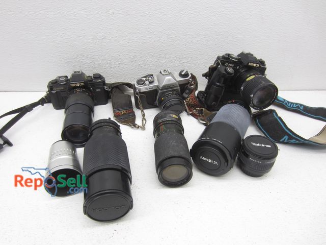 Lot 31-3425 - Camera Lot, (3) Cameras And (8) Lens: Minolta, Pentax etc