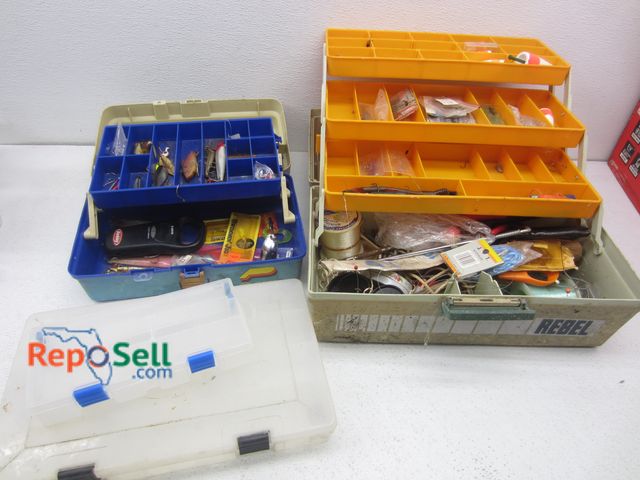 Lot 31-8350 - (4) Tackle Boxes - Various Sizes: 2 - w/Tackle, Rebel/Bass Pro/Plano