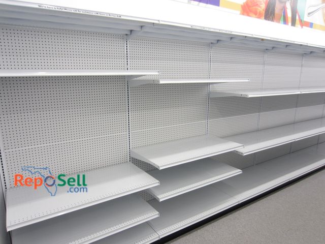 Lot 31-3010 - (6) 4' Retail Shelving w/Peg Board Backers, 25" Deep Shelves, Buyer Must Disassemble &amp; Remove.