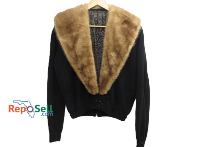 Lot 31-5006 - Vintage Sweaters (Black &amp; Cream) and (1) Mink Cowl (attached w/snaps) - Small/Med