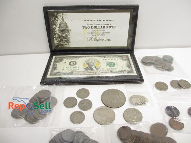 Lot 31-6028 - Coin Lot and 2003A Two Dollar Note in Case: - 20 Steel cents - 20 Buffalo nickels - 20 V nickels - 2...