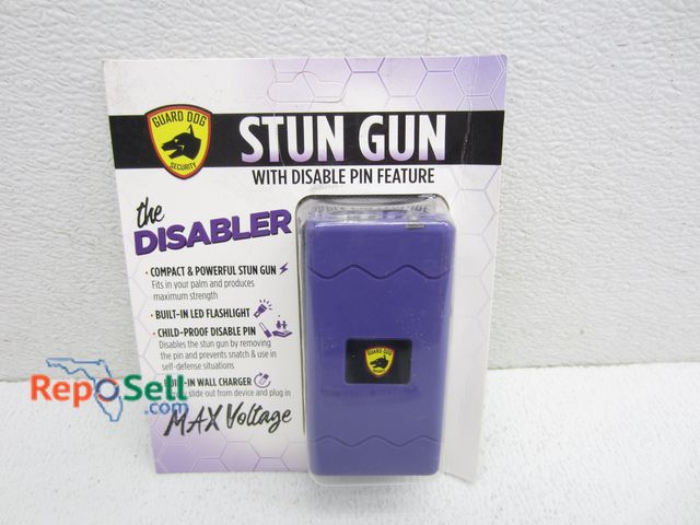Lot 31-2285 - Purple Stun Gun w/Disable Pin Feature, Built-In LED Light &amp; Wall Charger