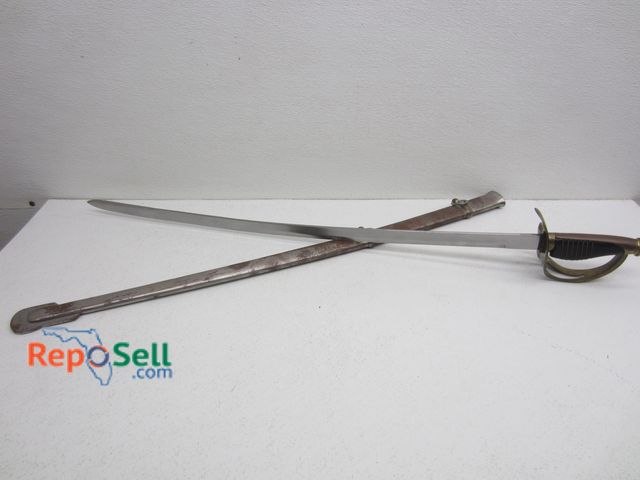 Lot 31-1361 - Military Sword with Sheath - Blade 32", Overall 38.5 L