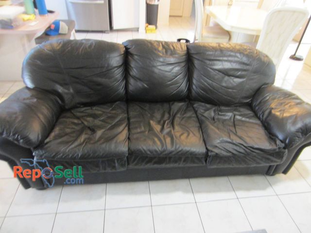 Lot 31-8658 - Black Pleather Sofa, 90" x 33" x 41"