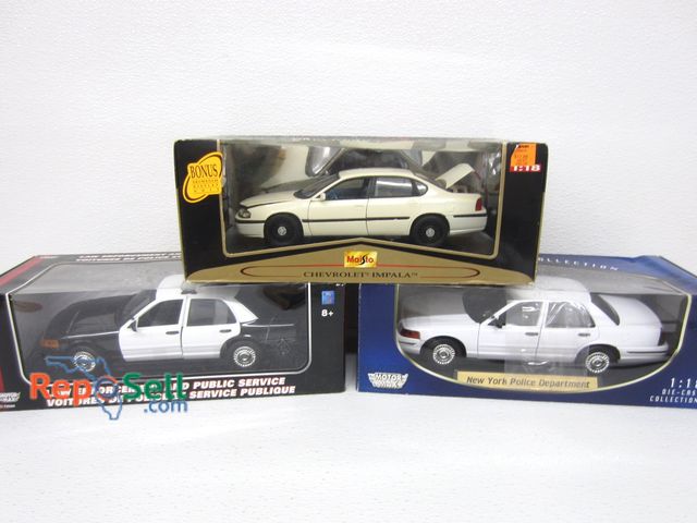 Lot 31-1212 - (3) Diecast New Inbox 1:18 Scale: (2) Police, Chevy Impala Bonus Display, etc.