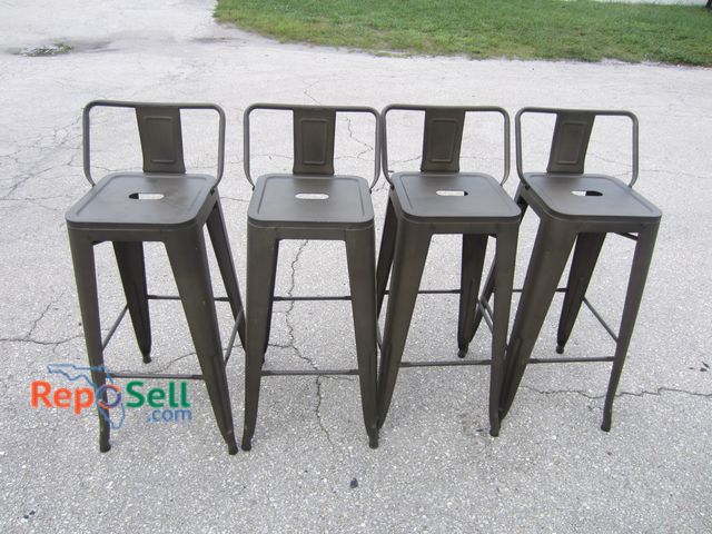 Lot 31-4560 - (4) Hi Top Metal (dark green) Chairs - Seat 29"H