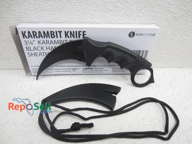 Lot 31-7034 - New Karambit Knife With 3 /14" Blade, Handle With Finger Hole And Sheath With Lanyard