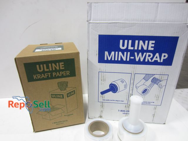 Lot 31-8126 - New U Line Kraft Paper Dispenser &amp; (24) Mini clear Wrap