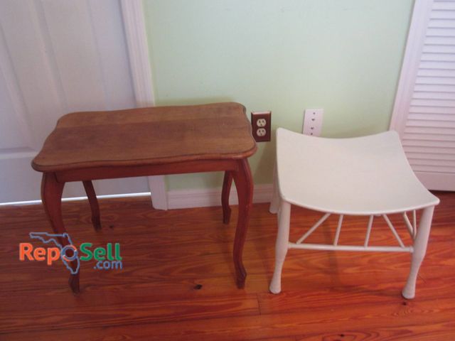 Lot 31-9049 - One Light Finish Wood Table And One White Painted Table. Both Are Lightweight.