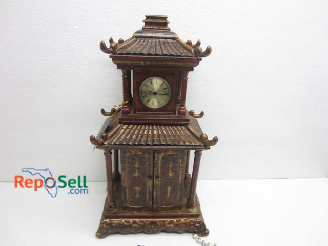 Lot 31-8372 - Oriental Accent Small Standing Jewelry Box With Jewelry - Some Sterling