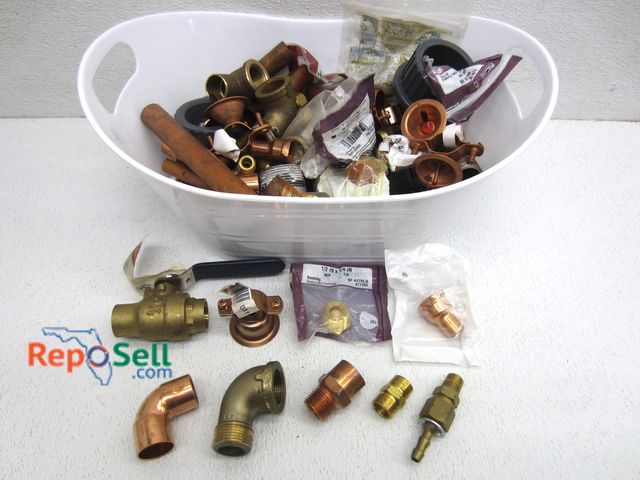 Lot 31-6396 - Assorted Plumbing Supplies: Some Brass, 3/4" Ball Valve, Adapter, etc.