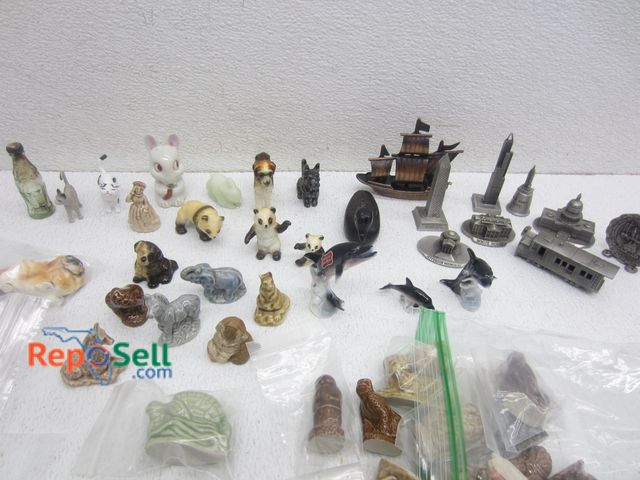 Lot 31-9348 - Miniature Items: Various Animals, Buildings, etc., Some Pewter, Wade, Bone China, etc.