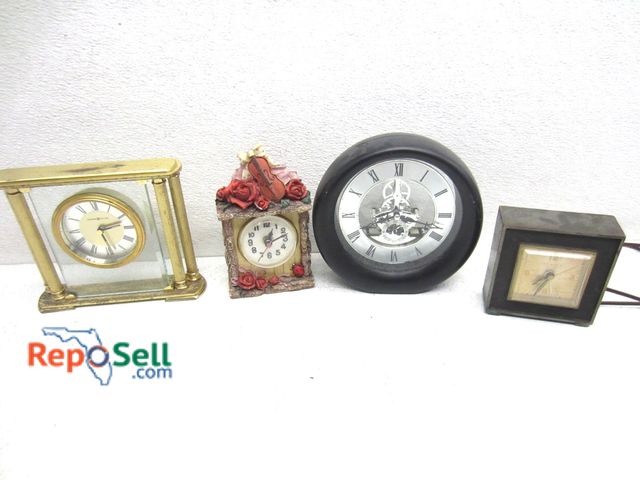 Lot 31-7192 - (4) Mantle Clocks, Black And Silver Clock Only One Not Running: Timex, Howard Miller, Montefiori etc