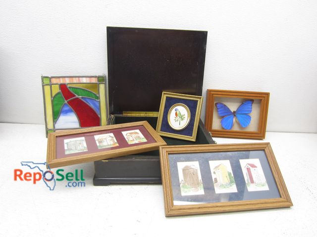 Lot 31-6364 - Vintage Wood Box, Stained Glass, Art, etc.
