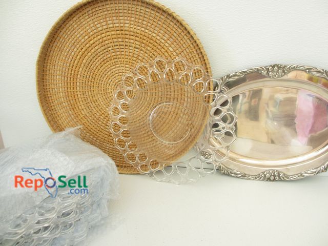 Lot 31-3005 - Kitchen Lot: Reed &amp; Barton Silver Plate Serving Dish, (8) Platters, etc.