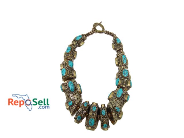 Lot 31-1520 - Metal and Turquoise Necklace Made in Thailand