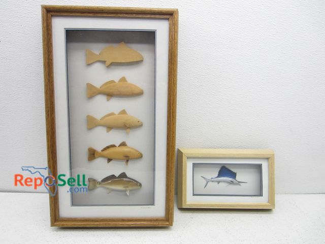 Lot 31-2463 - (2) Framed John Gresser Hand Carved And Painted Fish Collection. Original Art
