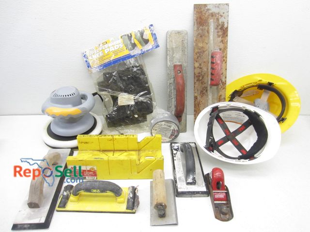 Lot 31-6300 - Tool Lot, Hard Hats, Concrete/Drywall Tools, Buffer, Etc.