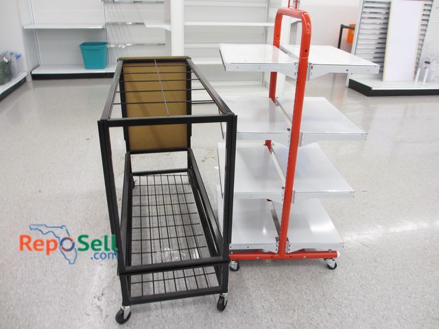 Lot 31-3052 - (2) Rolling Display Shelves, (1) Double Sided