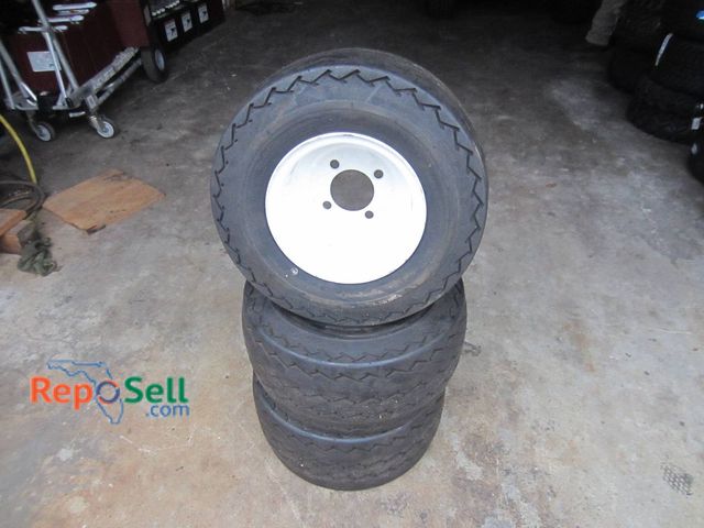 Lot 31-1273 - (3) New 18x8.5-8 4-Lug Trailer Wheels With Tires, Duro Brand, For Golf Carts Or Trailers