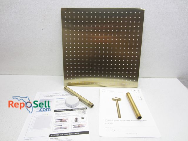 Lot 31-8181 - Fontana 16" Ultra Thin Shower Head #FS1010 &amp; Fortis 6" Ceiling Mount Shower Arm (Arm ONLY) - Bot...