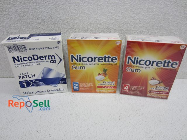 Lot 31-3440 - (7) Nicoderm CQ Step 1 Patches &amp; (2) Nicorette Gum 4mg/2mg