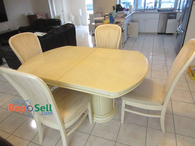 Lot 31-8663 - Dining Table With Four Chairs, Light Wood Finish, 64"x42"x29.5"